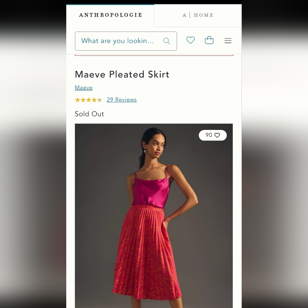 Anthropologie Maeve Pleated Skirt Bright Orange Hot Pink Floral Pleated A-line - Picture 2 of 8